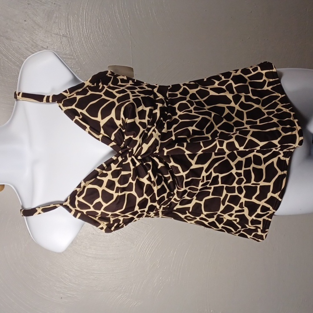Miraclesuit Brown Giraffe Print Swim Tank Size 12
